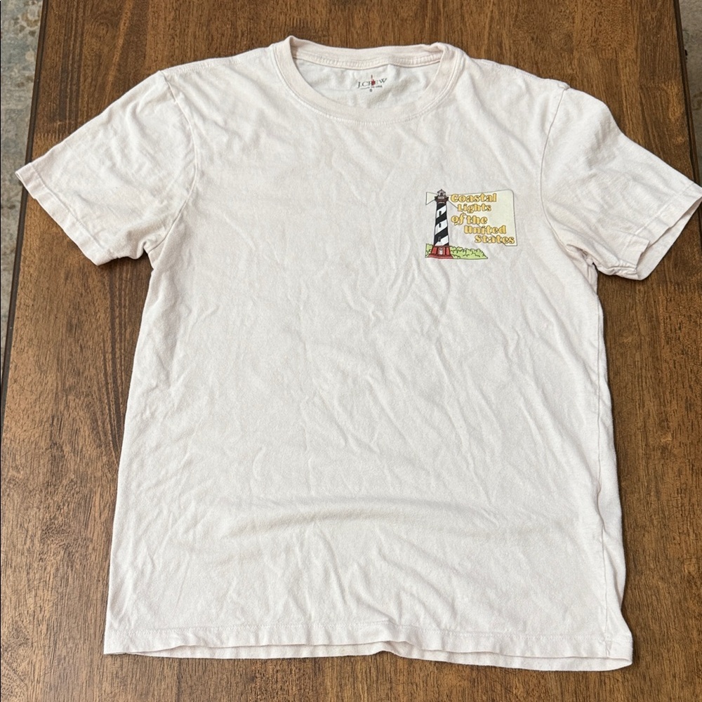 J. Crew Cream Graphic Lighthouses of the US Short Sleeve Tee